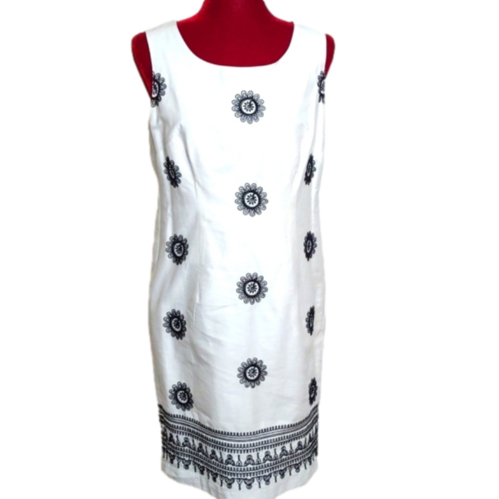 Talbots White and Black Sleeveless Dress